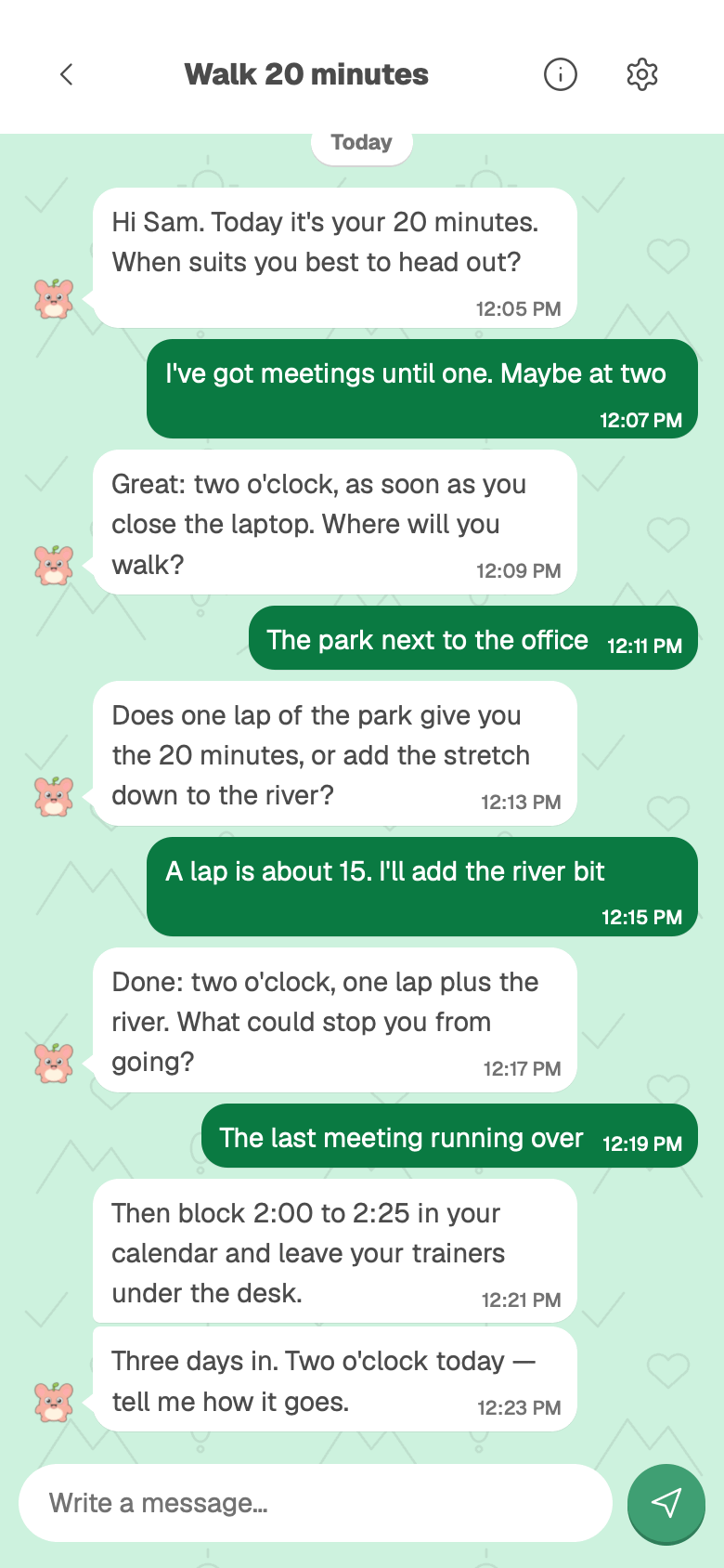 A Companion mode conversation inside a challenge